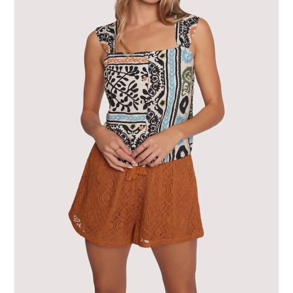 Lost + Wander Oracle Top Womens Large Black Multi Boho Tank - Picture 1 of 9